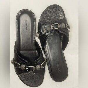 Balenciaga Le Cagole Women’s Slide Sandal Black Colo Size 38 New.